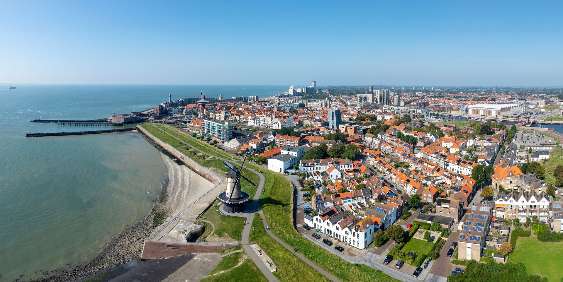 Aerial panorama from the historical town Vlissingen in Zeeland the Netherlands